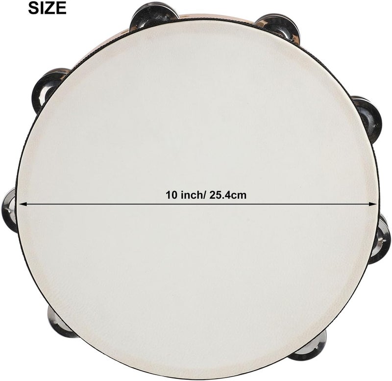 BGMUSER Goatskin Tambourine 10" and 8" kit With Metal Jingles Hand Held Drum Tambourines for Adults Church Dance Games KTV Party - Image 5